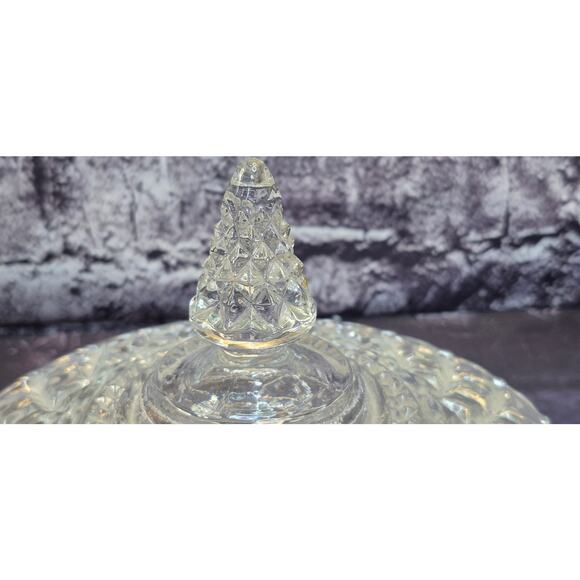 Vintage Carved Glass Clear Bowl Candy Dish With Lid - Picture 11 of 12